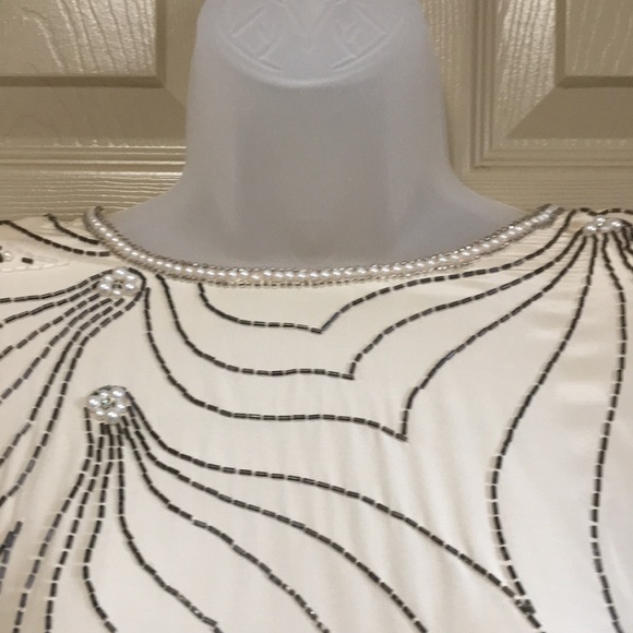 100%Pure Silk Argenti Notte Beaded Blouse NWT Large - Picture 3 of 10